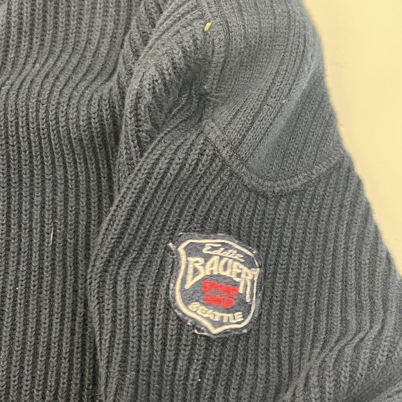 Eddie Bauer Sweater Mens XL Navy Sport Shop 1/4 Zip Cotton Ribbed Pullover - Picture 3 of 16